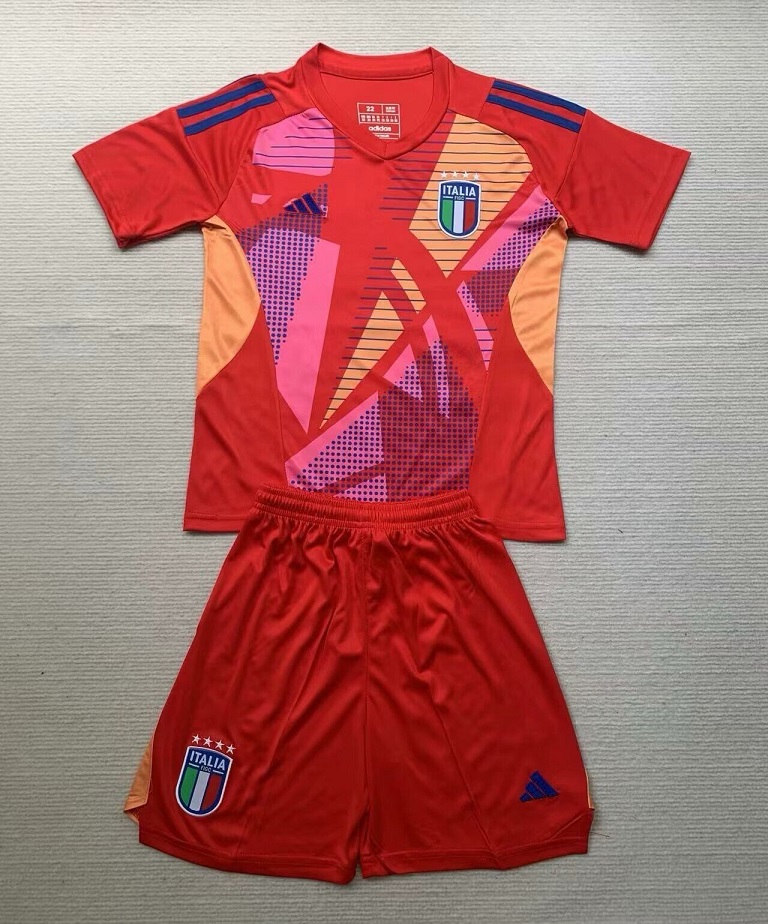 Kids-Italy 2024 Euro GK Red Soccer Jersey